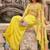 Yellow faux chinon silk embroidered readymade top & skirt with jacket
