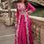Rani pink faux chinon silk embroidered readymade top & skirt set with jacket