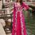 Rani pink faux chinon silk embroidered readymade top & skirt set with jacket