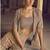 Beige faux georgette embroidered readymade top & palazzo set with jacket