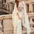 Off white faux chinon silk embroidered readymade top & palazzo set with jacket