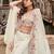 Off white faux chinon silk embroidered readymade top & palazzo set with jacket