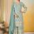 Sea green faux georgette readymade embroidered palazzo suit