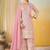 Pink faux georgette readymade embroidered palazzo suit