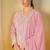 Pink faux georgette readymade embroidered palazzo suit