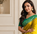 mustard yellow color zari weaves contrast pallu and designer chaap border silk blend saree