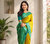 mustard yellow color zari weaves contrast pallu and designer chaap border silk blend saree