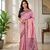 onion pink color zari weaves contrast pallu and designer chaap border silk blend saree