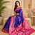 purple color zari weaves contrast pallu and designer chaap border silk blend saree