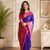 purple color zari weaves contrast pallu and designer chaap border silk blend saree
