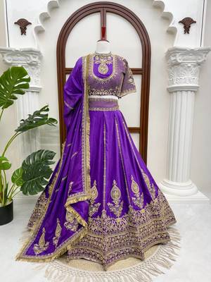Purple thread with Sequnce Work Silk Blend Lehenga Choli Set 2