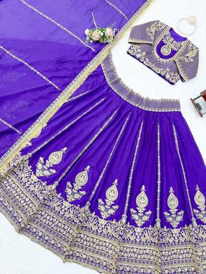 Purple thread with Sequnce Work Silk Blend Lehenga Choli Set 4