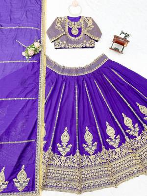 Purple thread with Sequnce Work Silk Blend Lehenga Choli Set 5