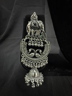 Oxidised Silver Elephant Chandbali Jhumka Earrings for Women, Tribal Ethnic Jewellery for Navratri Garba Wedding 2