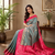 grey color zari weaves contrast pallu and designer chaap border silk blend saree