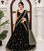 Black thread with Sequnce Work Foux Gorgette Lehenga Choli Set