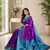 violet color zari weaves contrast pallu and designer chaap border silk blend saree
