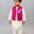 White pink embroidered silk blend kurta jacket set