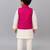 White pink embroidered silk blend kurta jacket set