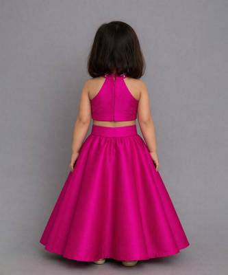Pink embroidered silk blend lehenga set 2