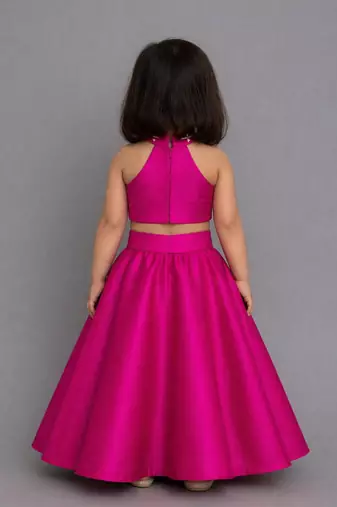 Pink embroidered silk blend lehenga set