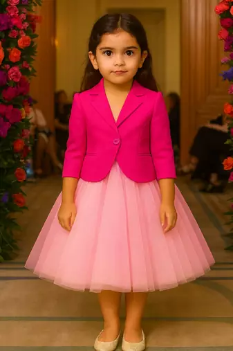 Pink japanese crepe coat and dress