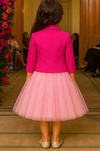 Pink japanese crepe coat and dress