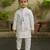 White printed silk blend kurta jacket set