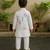 White printed silk blend kurta jacket set