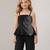 Black embroidered japanese crepe co ord set