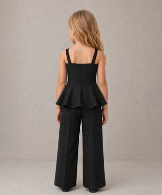 Black embroidered japanese crepe co ord set 2