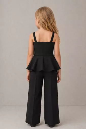 Black embroidered japanese crepe co ord set