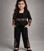 Black embroidered japanese crepe jacket co ord set
