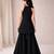 Black embroidered georgette sharara co ord set