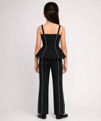 Black embroidered japanese crepe co ord set 2