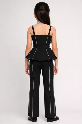 Black embroidered japanese crepe co ord set