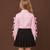 Pink black cotton and crepe skirt set
