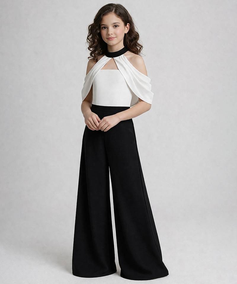 White black japanese crepe jumpsuit