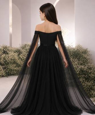 Black embroidered georgette gown 2
