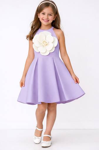 Lilac japanese crepe knee length dress