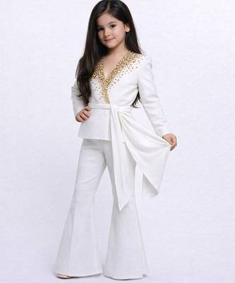 White embroidered japanese crepe co ord set 1