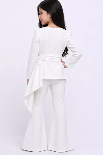 White embroidered japanese crepe co ord set