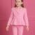 Pink embroidered japanese crepe blazer and pant set