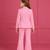 Pink embroidered japanese crepe blazer and pant set