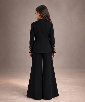 Black embroidered japanese crepe co ord set 2