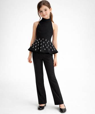 Black embroidered japanese crepe co ord set 1