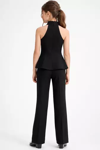 Black embroidered japanese crepe co ord set