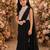 Black embroidered georgette drape saree set