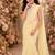 Yellow embroidered georgette drape saree set