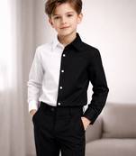 Black and white cotton formal shirt